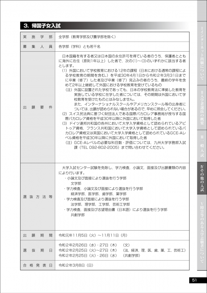 帰国子女入試 学部入試 入試 入学 九州大学 Kyushu University