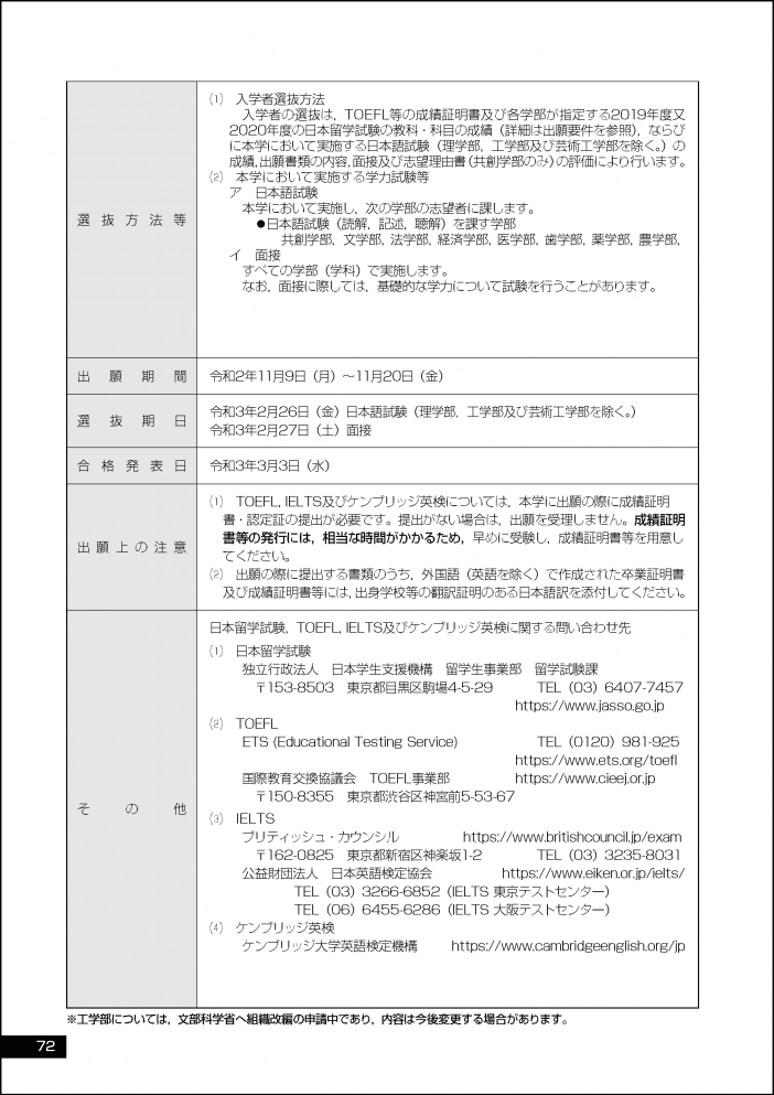 私費外国人留学生入試 4月入試 私費外国人留学生入試 学部入試 入試 入学 九州大学 kyushu university