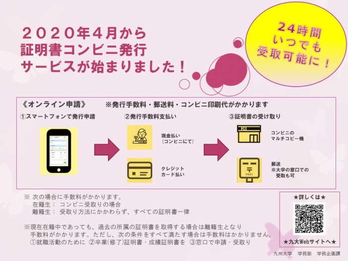 各種証明書の発行 各種手続き 教育 学生支援 九州大学 Kyushu University