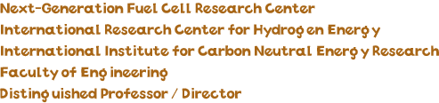 Next-Generation Fuel Cell Research Center International Research Center for Hydrogen Energy International Institute for Carbon Neutral Energy Research Faculty of Engineering Distinguished Professor / Director