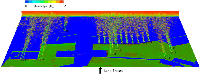 Wind farm wake simulation