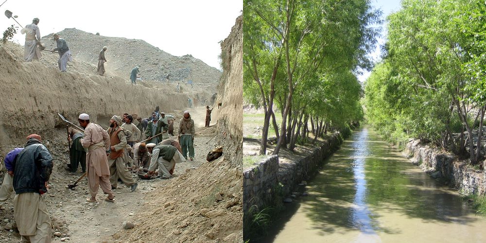 Same location along the canal before and after completion. Photographs courtesy of Peshawar-kai/PMS.