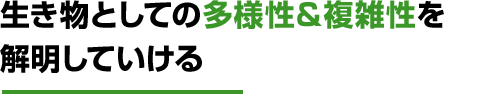 生き物としての多様性＆複雑性を解明していける