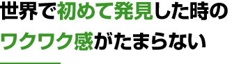 世界で初めて発見した時のワクワク感がたまらない