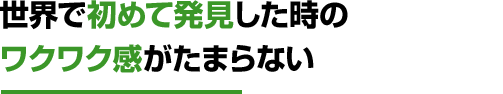 世界で初めて発見した時のワクワク感がたまらない