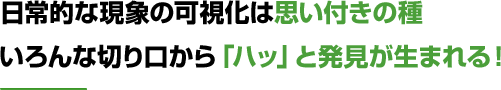 日常的な現象の可視化は思い付きの種 いろんな切り口から「ハッ」と発見が生まれる！