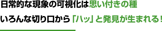 日常的な現象の可視化は思い付きの種 いろんな切り口から「ハッ」と発見が生まれる！